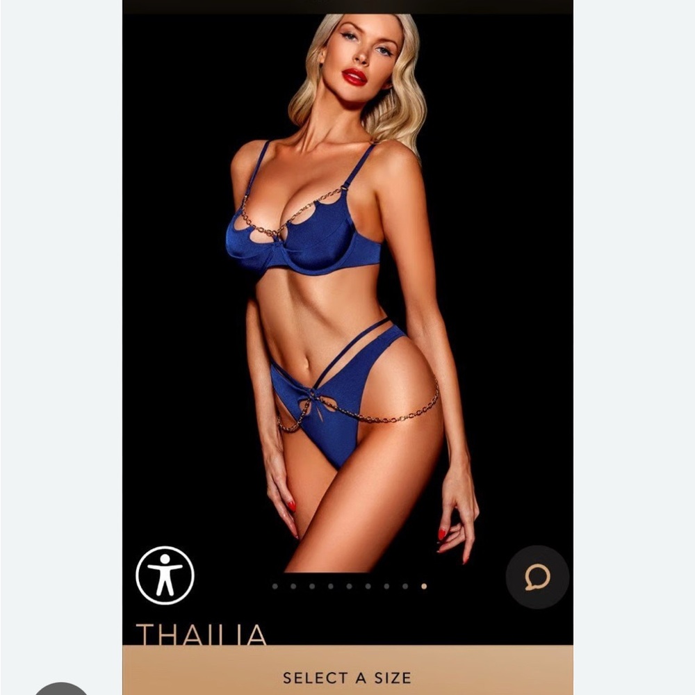 Honey Birdette Blue Thalia Bikini Swimsuit Set | SIZE MEDIUM 34C